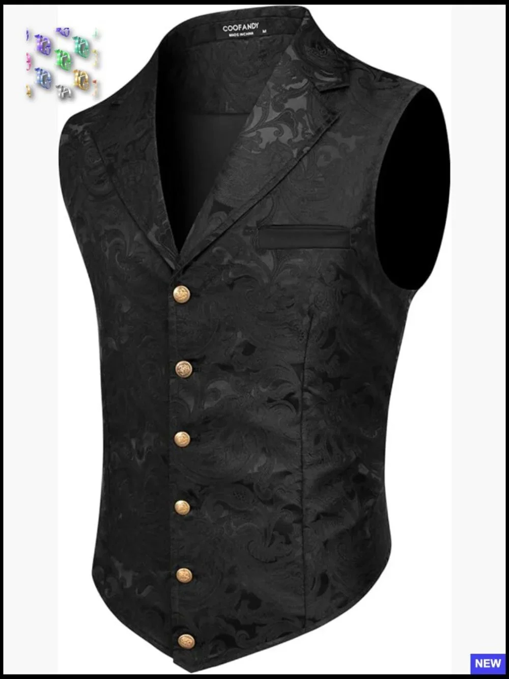 Slim Fit Paisley Floral Victorian Waistcoat Steampunk Formal Vest Notched Lapels